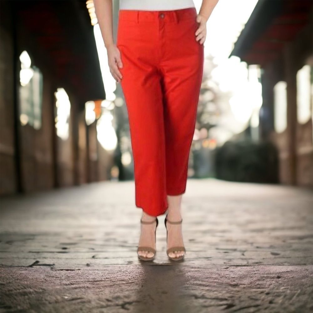 Orange Wide Leg Cropped Pants